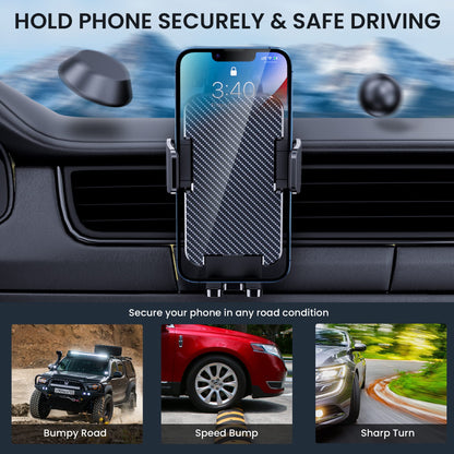 BIPOPIBO car phone holder, military-grade suction cup, universal phone stand for dashboard, windshield, car mounts for iPhone, Android smartphone