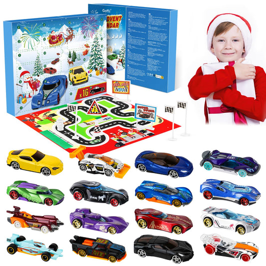 Cars Toy Advent Calendar for Kids 2024, Sports Car Racing Toy, 24 days Christmas Countdown Gift for 3-12 years old Boys Girls