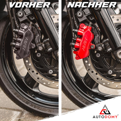 AUTODOMY Brake Caliper Paint Set Spray Coating for Caliper 400ml with High Temperature Resistance | Brake Caliper Paint Red + Brake Cleaner + Steel Brush for Caliper of Car and Motorcycle