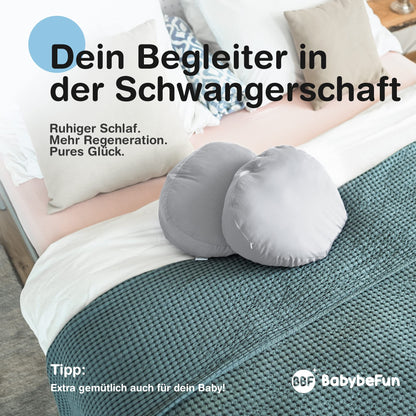 BabybeFun compact pregnancy pillow for sleeping against back pain [Extra comfort thanks to adjustable function] Pregnancy Pillow | Washable | Flexible filling | Light grey
