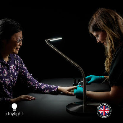 daylight Slimline 3 Table Lamp - LED desk lamp, touch dimmable, perfect for sewing, quilting, PMU & crafts, 13W, White