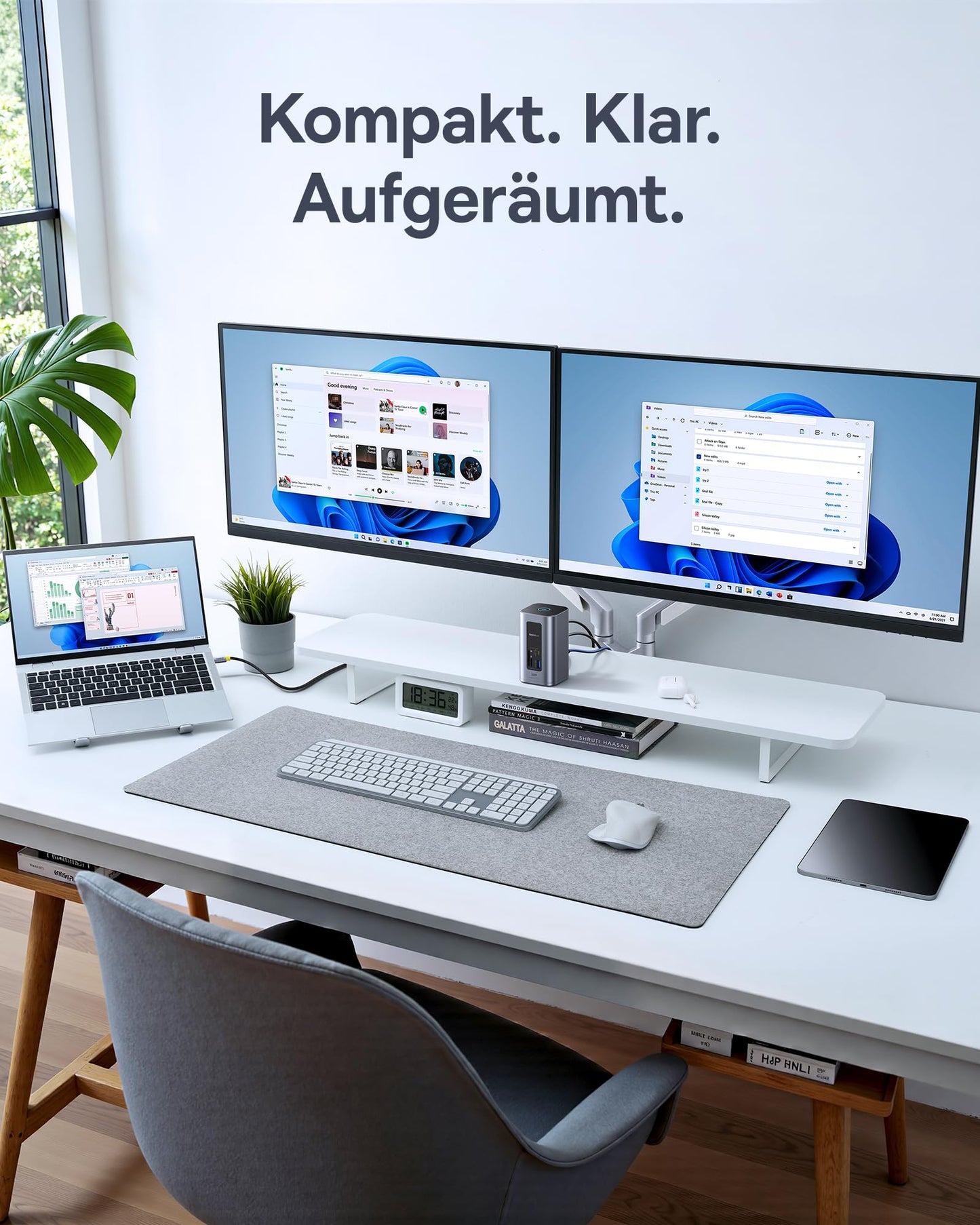 Baseus Docking Station USB-C, Nomos Air 12 in 1, Docking station for 2 monitors, 2 * 4K HDMI, 10Gbps USB-C/A, 100W PD, Gigabit Ethernet, Compatible with Dell/HP/Lenovo/Asus/Acer/Mac laptops.