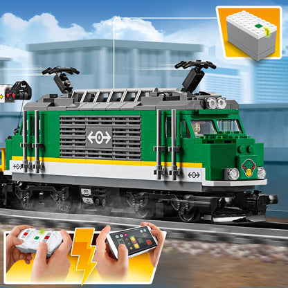 LEGO City Cargo Train, set with battery-powered motor & Icons Bonsai Tree Set for adults, plants home decor set.