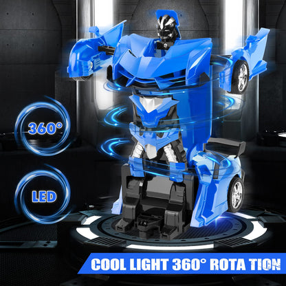 TheDTOY Transformer Toy Remote Control Car for Kids Ages 4-12, 2.4GHz Transforming RC Robot Car, Toy Car Gifts for Boys Girls (Blue)