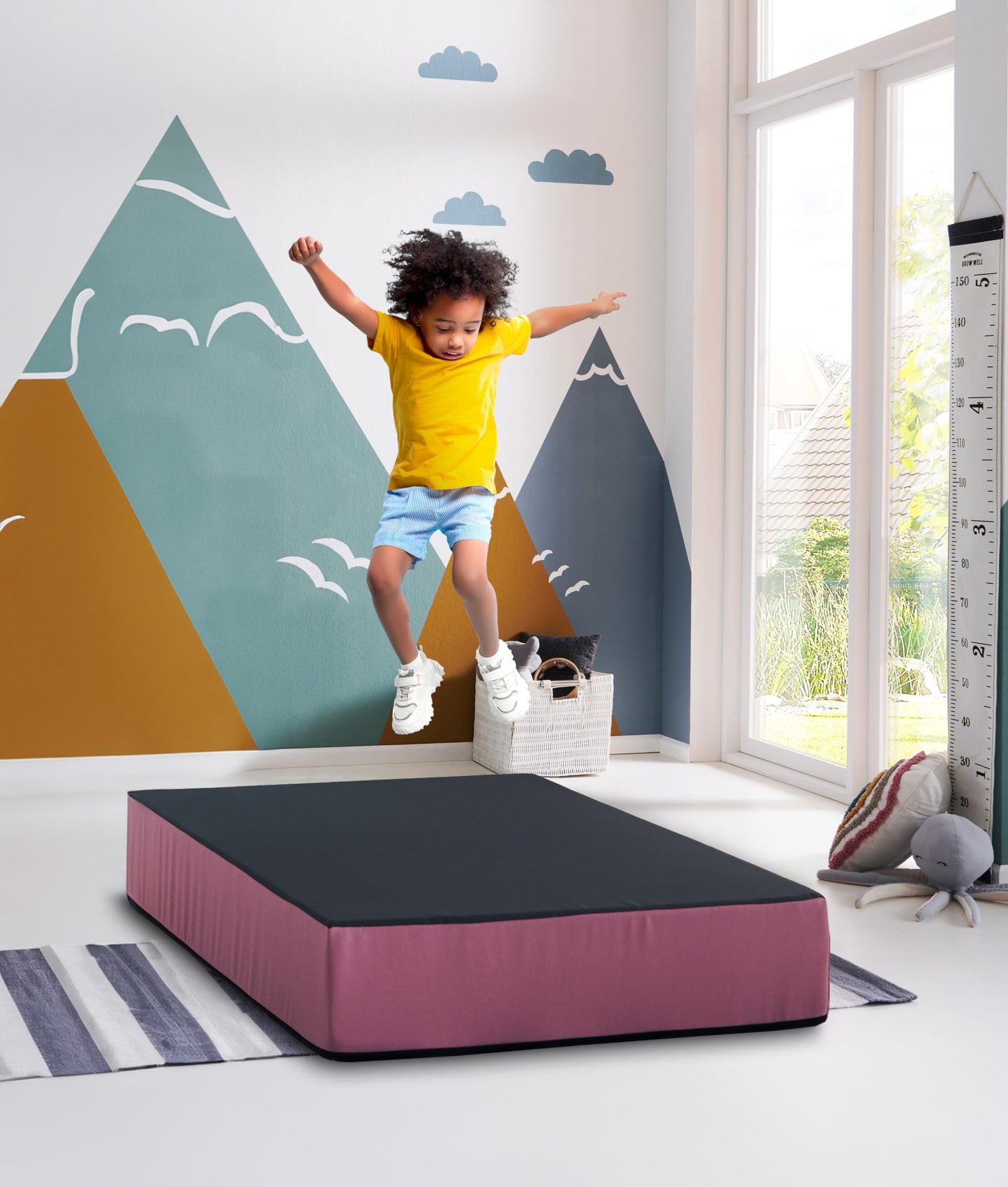Jump cushion 99 x 75 x 18 cm - pink - Bouncy mattress for children from 3 years up to 40 kg - Play mat gymnastics mat mattress for jumping playing balancing