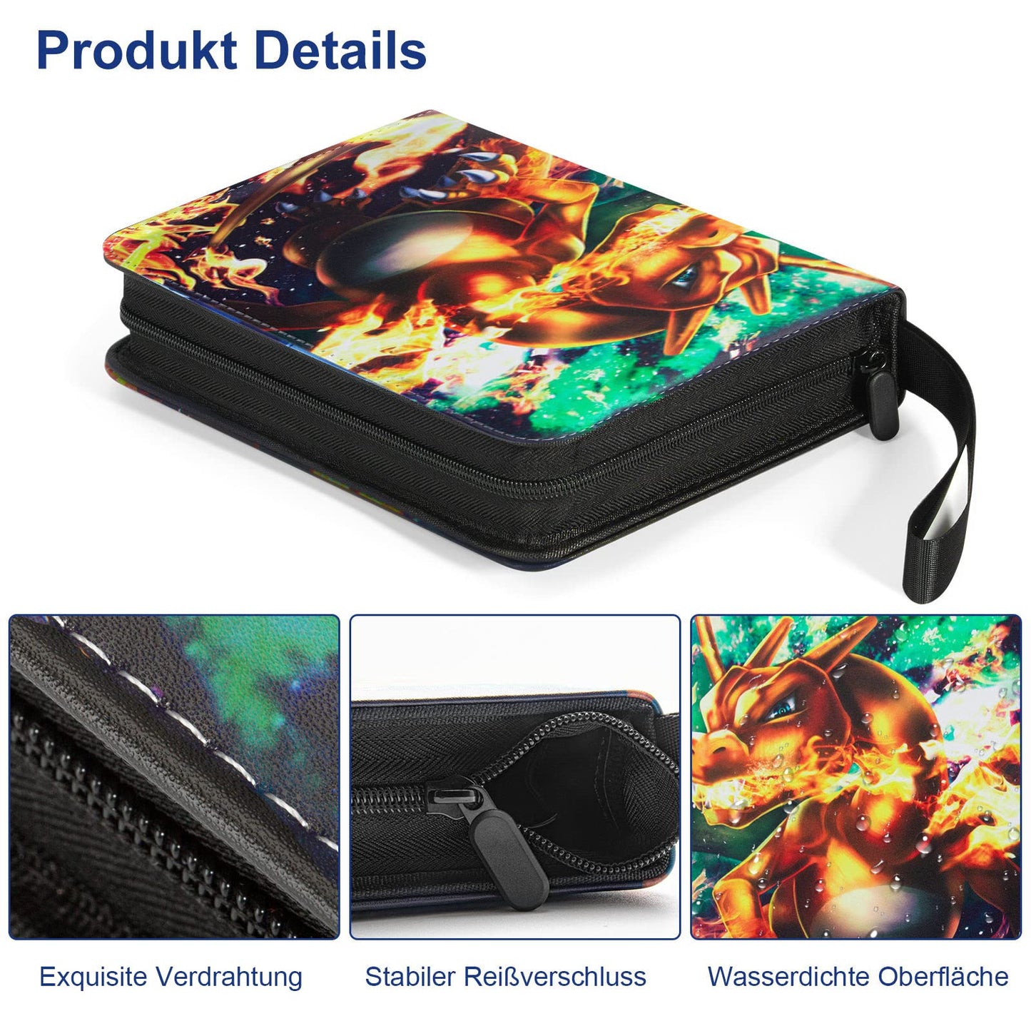 Pokemon card collecting album, 50 pages, 400 pockets collection card album, portable waterproof PU card booklet, collection card albums. The perfect gift for kids. 50 cards per page.