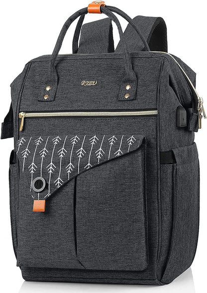 Women's backpack, 15.6-inch laptop backpack with USB charging port for work, hiking, travel, camping. Made of Oxford fabric.