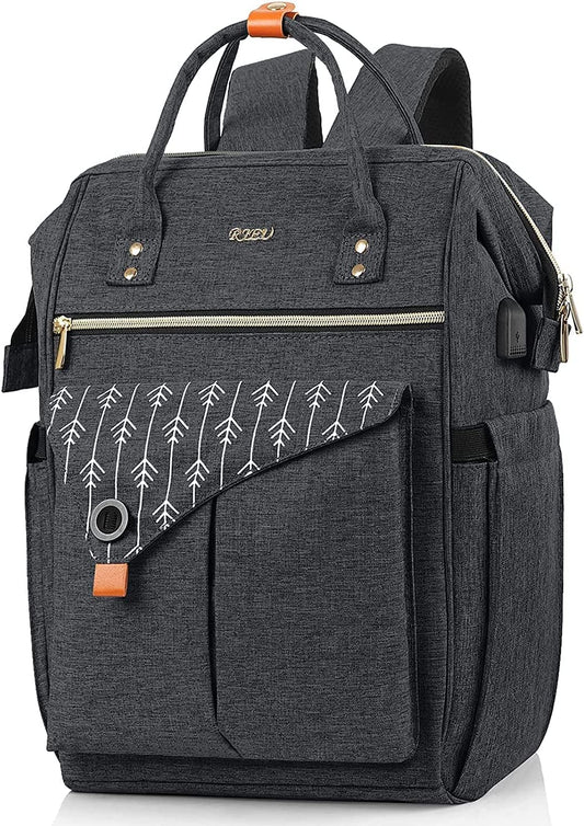 Women's backpack, 15.6-inch laptop backpack with USB charging port for work, hiking, travel, camping. Made of Oxford fabric.