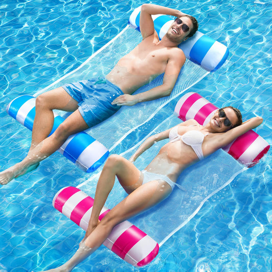 Dusor inflatable pool accessories set 2 pieces, XL inflatable water hammock, inflatable pool toy water hammock 4 in 1, adult pool float, water toy for adults and kids