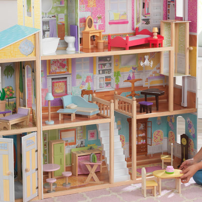KidKraft Majestic Mansion wooden dollhouse with furniture and accessories, includes garage and elevator for 12" dolls, toy for children 3+, 65252 - Exclusive to Amazon