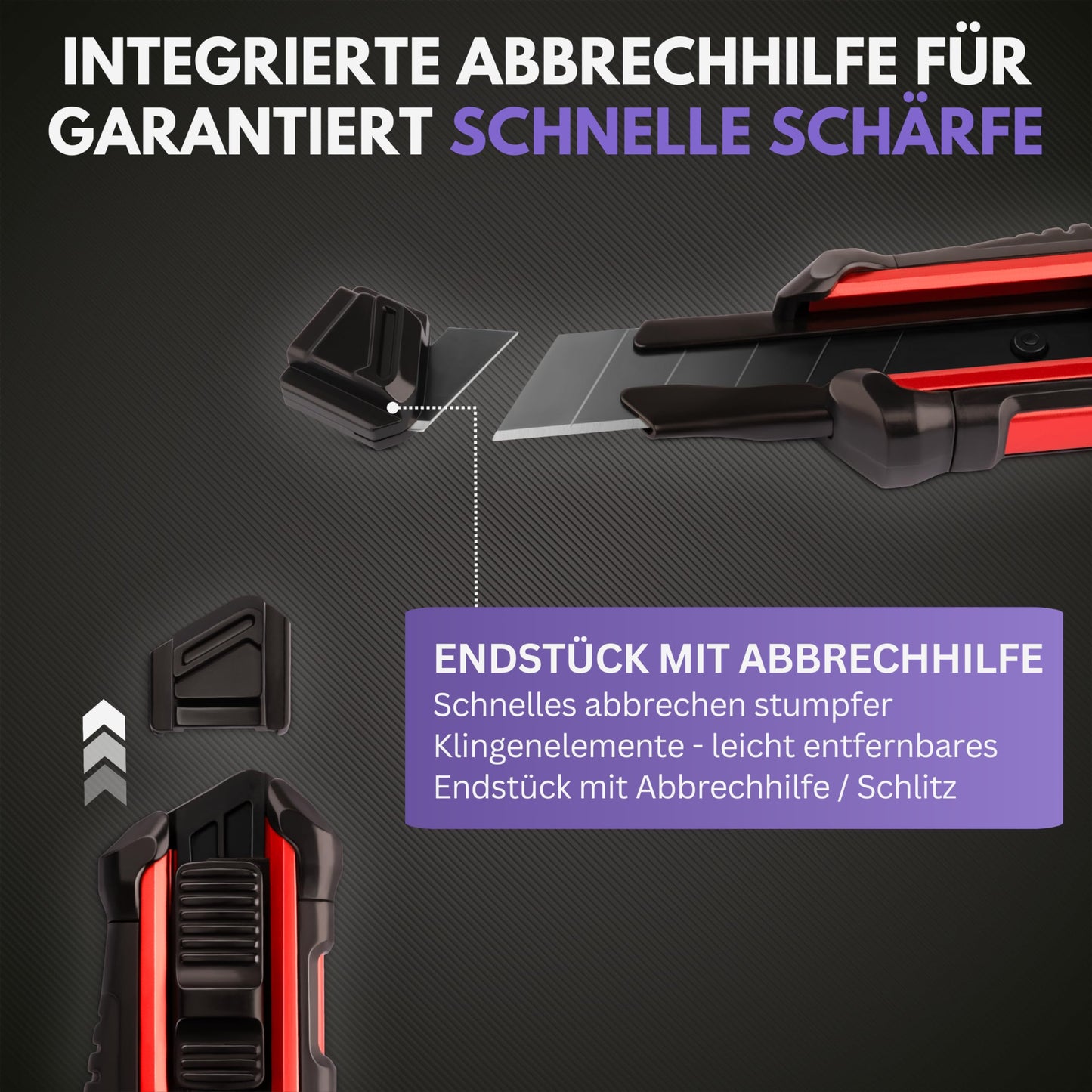 Filzada® 3x Utility Knife Professional incl. 13x Carbon Steel Blades BLACK - Utility Knife 18mm - Robust Carpet Knife Professional - Cutter Knife Set - Metal Utility Knife ULTRA SHARP