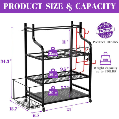Mythinglogic Yoga Mat Rack, Yoga Mat Organizer for dumbbells, foam roller, kettlebell, and yoga block, home and gym storage shelf sports equipment display rack.