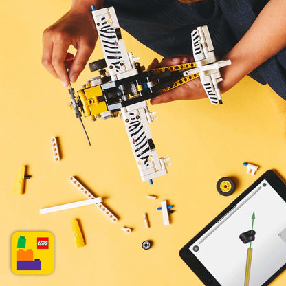 LEGO Technic Propeller Plane, Buildable Plane Toy for Kids, Gift for Boys and Girls aged 8+, Model aircraft with spinning propeller and 4-cylinder piston engine 42198