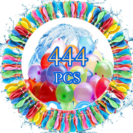 Funnity Self-Sealing Water Balloons, 444 pack, 60-second quick filler, water balloons with 4 hose connections, colorful water balloons for outdoor water games and summer fun.