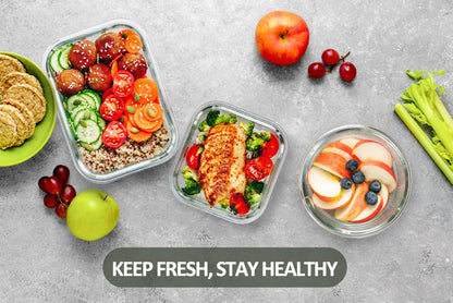 24-piece glass food storage containers with improved snap-lock lids, glass meal prep container set - airtight lunch containers, microwave, freezer, and dishwasher safe, red.