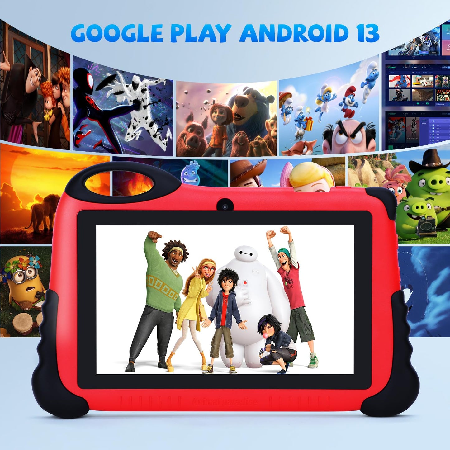 C idea Children's Tablet for ages 3 and up, Android 13 Kids Tablet for toddlers, 7-inch Kids Tablet with 4GB RAM 32GB ROM (512GB TF) HD IPS Safety Eye Protection as a gift for boys and girls (Red)