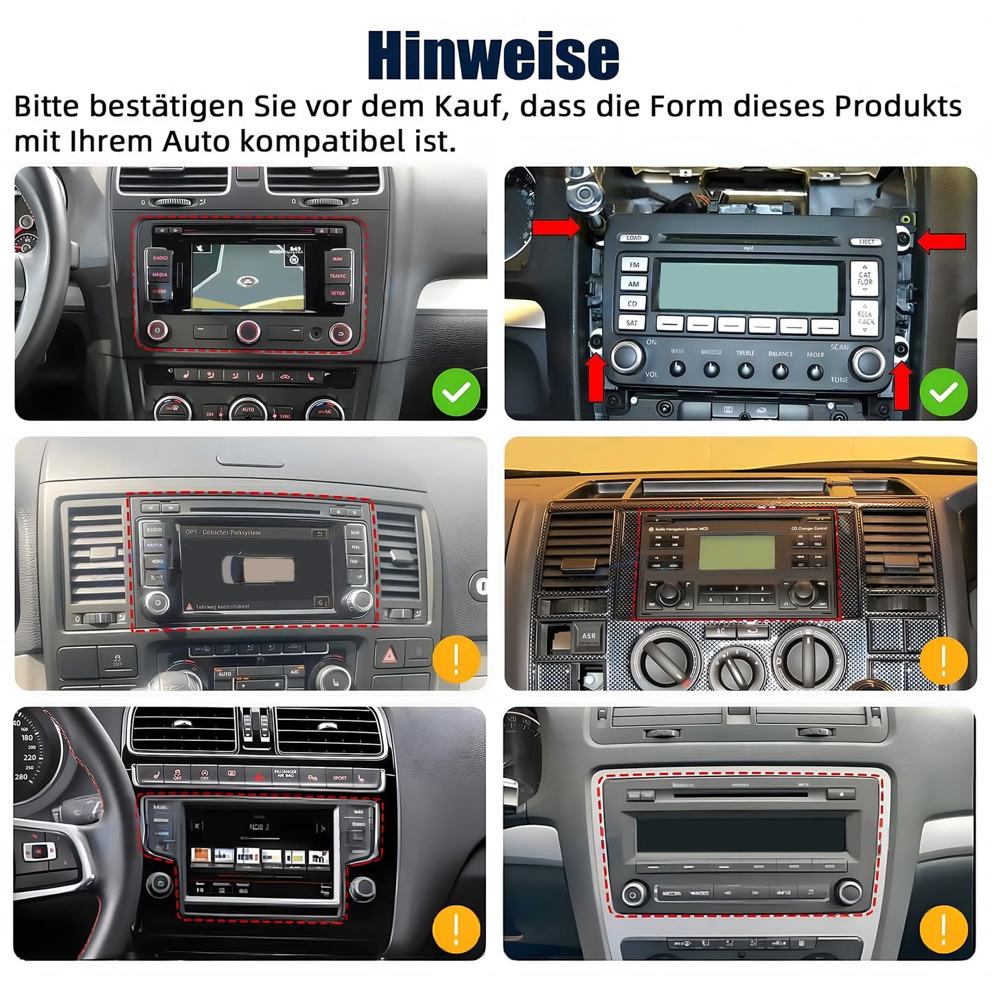 Hikity 2+32GB Android Car Radio Wireless Carplay for VW Golf 5 Golf 6 Skoda Polo Passat Tiguan Touran Screen with Navigation, 7 inch Touch Screen Bluetooth, Android Auto, RDS FM, Canbus, Rearview Camera