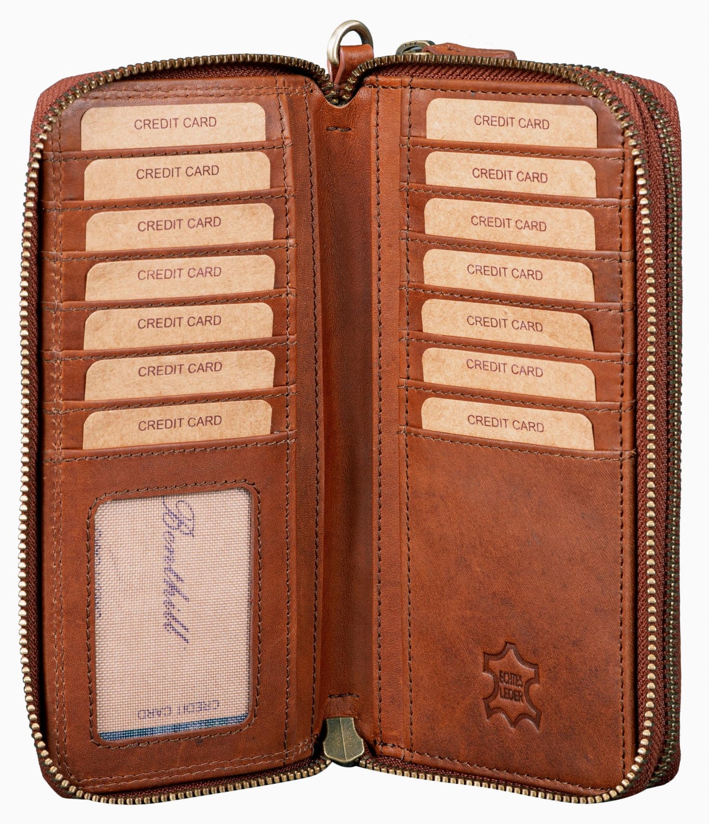 Benthill Large Leather Wallet | Large wallet with RFID protection | High quality cowhide leather with multiple card slots including gift box, Color: Brown