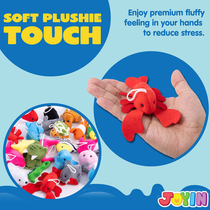 JOYIN 24 Piece Mini Plush Animals, Sea Creatures for Kids' Birthday Party, Small Stuffed Animals, Small Gifts for Kids, Advent Calendar Fillers, Party Favors for Kids Birthday 3+ Years.