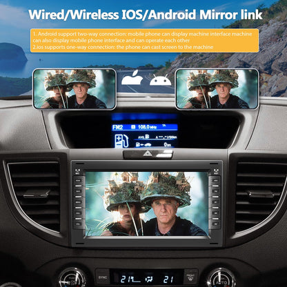 Android 13 double DIN car stereo for VW T5, Golf 4, Bora, Polo MK5, Sharan, Jetta, Peugeot 307 with Mirror Link, 7-inch touchscreen radio with Bluetooth, WiFi, GPS, FM/RDS EQ, SWC, AHD rearview camera, and mic.