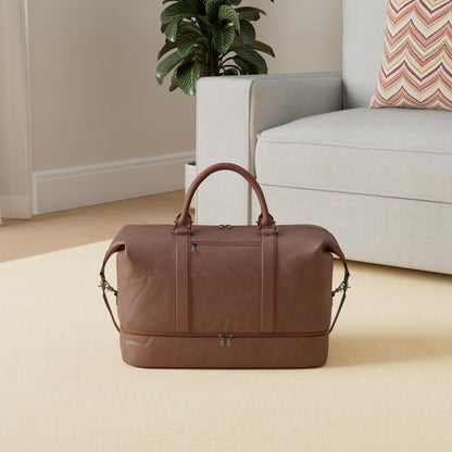 Overnight travel bag, canvas-leather, oversized weekend bag, large carry-on bag, travel bag for women or men.