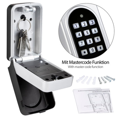 ONVAYA® Electronic Key Box | Key safe with individually adjustable code | Easy wall mounting | Weatherproof metal casing for indoor & outdoor use | Master code