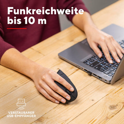 Trust Verto Wireless Vertical Mouse, Wireless Ergonomic Mouse, Prevention of Mouse Arm/Tennis Elbow (RSI Syndrome), 800-1600 DPI, Wireless Mouse for Right-Handed, PC, Computer, Laptop, Mac, with Batteries.