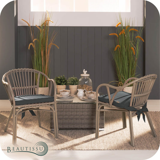 Beautissu Pia 4er Set Chair Cushions 40x45 cm - Outdoor Chair Cushions, Garden Seat Cushion Set for Rattan Chairs, Trapezoidal Outdoor Seat Cushions, Chair Pad Chair Cushion Graphite Grey