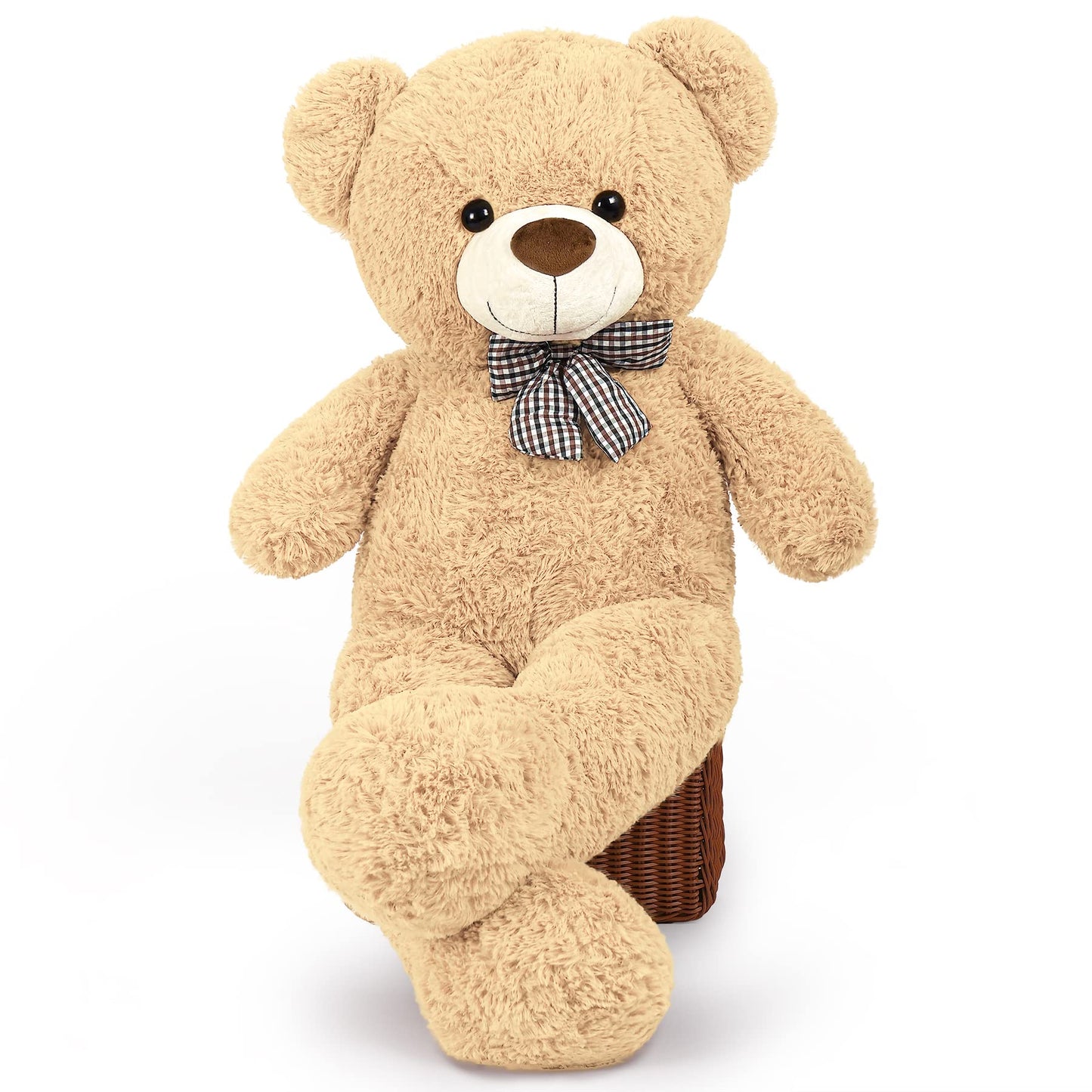 SNOWOLF 110cm Giant Teddy Bear Plush Toy, huge plush bear cute bear stuffed animal for girls and children (1.1m Light brown)