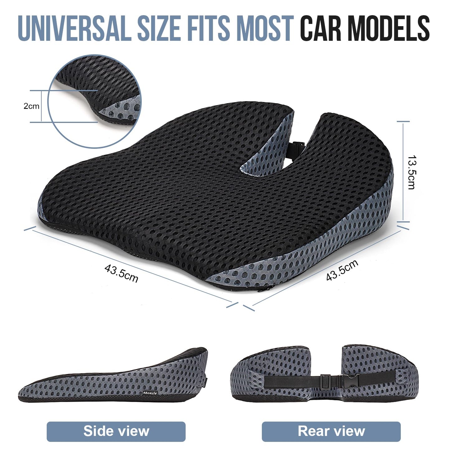 Ajiteogy wedge cushion for car seat driver - Ergonomic seat riser made of memory foam with wedge design - Compatible with driver's seat, van
