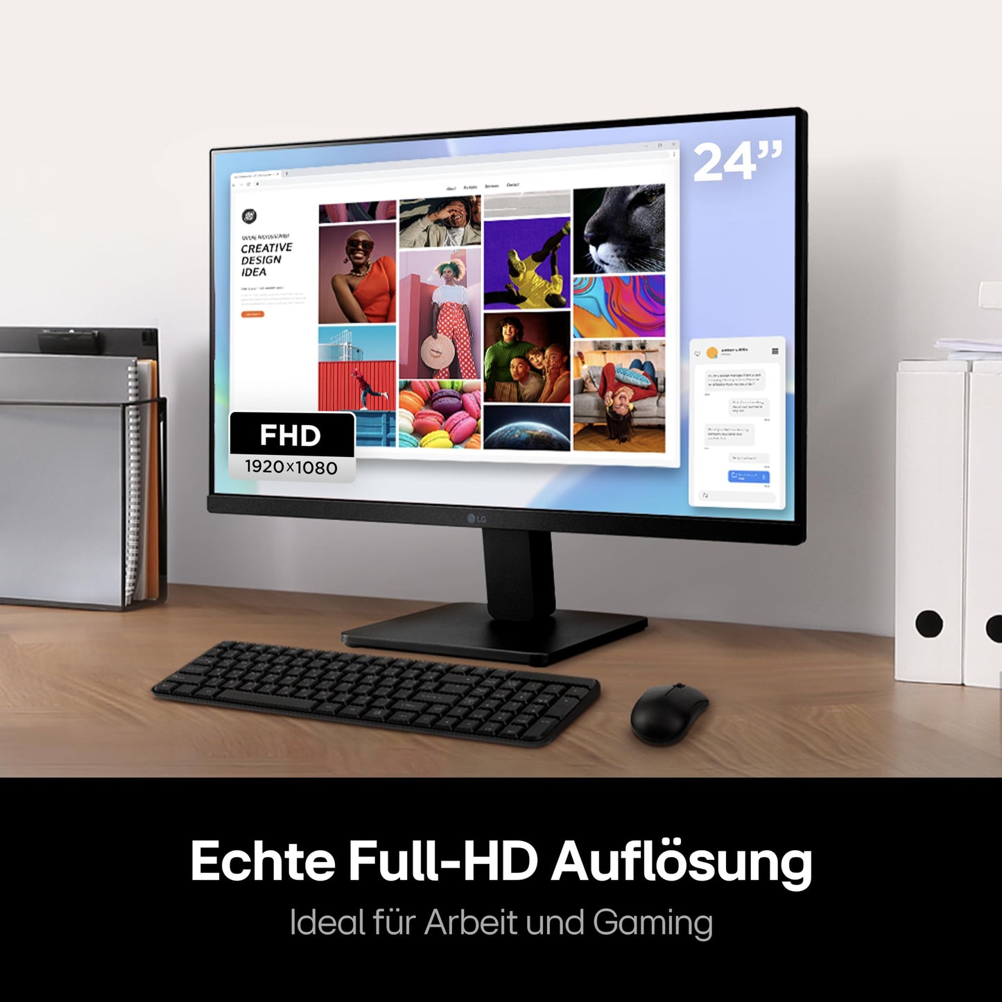 LG Full HD Monitor 24MR400-B.AEUQ - 24-inch, IPS Panel, FreeSync, VESA FDMI, 100Hz, Black