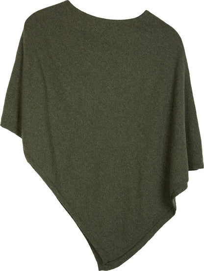 styleBREAKER women's fine knit poncho in solid colors, lightly asymmetrical cut, sleeveless, round neck 08010042, color: Olive