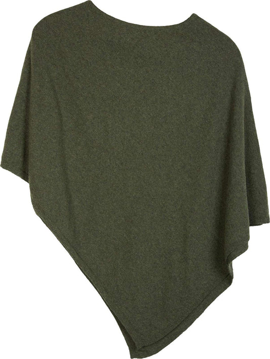styleBREAKER women's fine knit poncho in solid colors, lightly asymmetrical cut, sleeveless, round neck 08010042, color: Olive