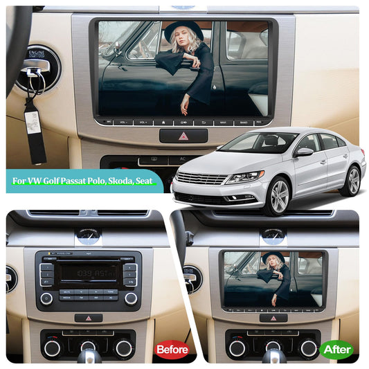 NHOPEEW Android car radio for VW Golf 5 6 MK5 MK6 Caddy Beetle Jetta Passat Polo Tiguan Touran RCD 330 360 / Seat/Skoda, Apple Carplay and Android Auto 9-inch 2+64G + AHD rear view camera