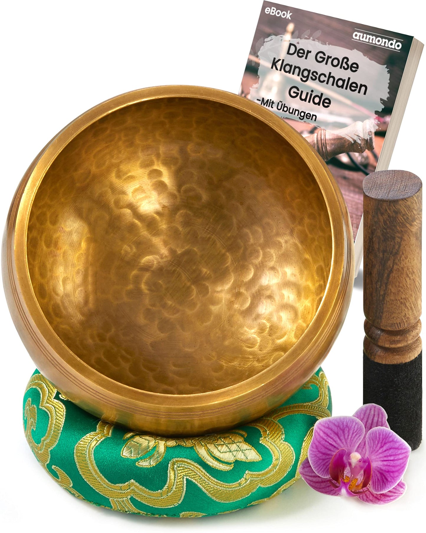 Large original Tibetan singing bowl - 13cm. Singing bowl set with eBook, striker, singing bowl cushion, and gift box. Singing bowl from Tibet.
