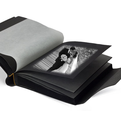 Vietri photo album made from recycled leather, black pages, handcrafted in classic Italian style, gift box included, A4 (23x30 cm) Brown.