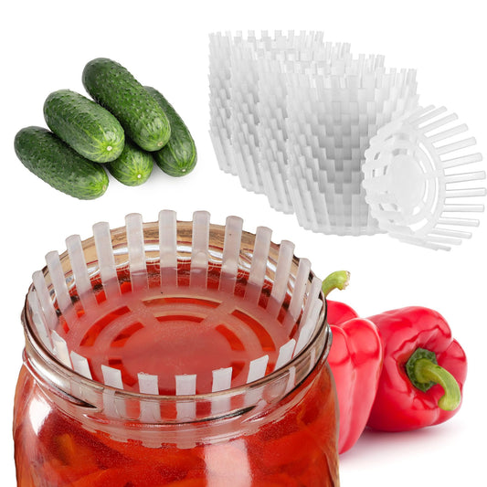 KADAX fermentation weight for preserving jars, plastic fermentation lid, food weight with net for sauerkraut, kimchi, and pickles, fermentation aid (fi 100mm / 40 pieces)