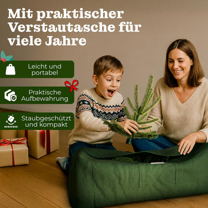 Artificial Christmas tree with lighting | 180 cm | 400 LEDs | Artificial tree that looks real | LED Christmas tree includes metal stand and storage box | Fake tree that looks real