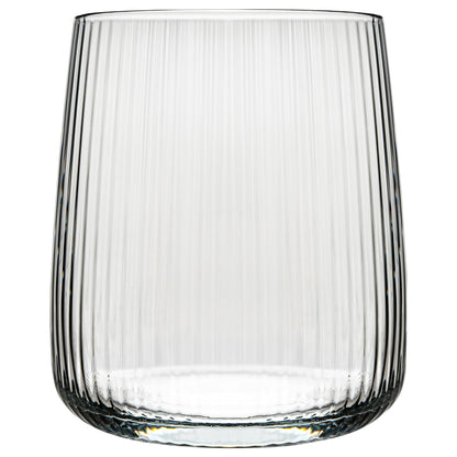 Concept Ribbed Glasses Set of 6, 320ml drinking glasses, dishwasher safe water glasses