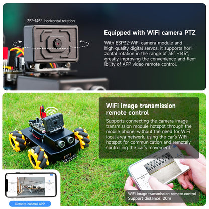 Yahboom UNO R3 AI Smart Robot Kit with Mecanum Wheel and ESP32 Camera. App Control for FPV Video. Great for STEM Programming Education. Perfect for Kids interested in Electronics.
