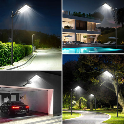 Viugreum 600W Solar Street Light with Motion Sensor, 6500K LED Solar Lantern with Remote Control IP65 Waterproof Street Lamp Outdoor Street Light suitable for streets, courtyards, gardens.