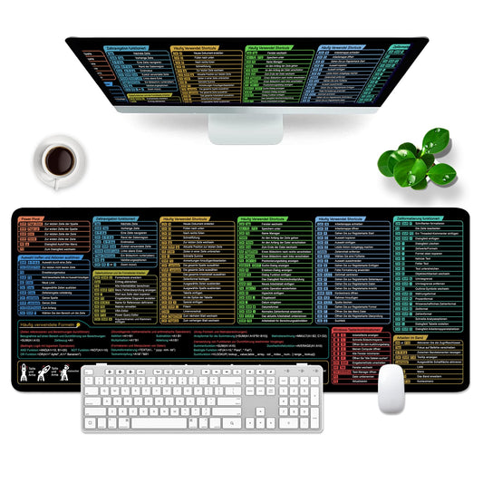 Excel mouse pad German, mouse pad Large 80x30x0.3cm Gaming mouse pad XL desk pad Large mouse pad Office accessories Desk pad (German)