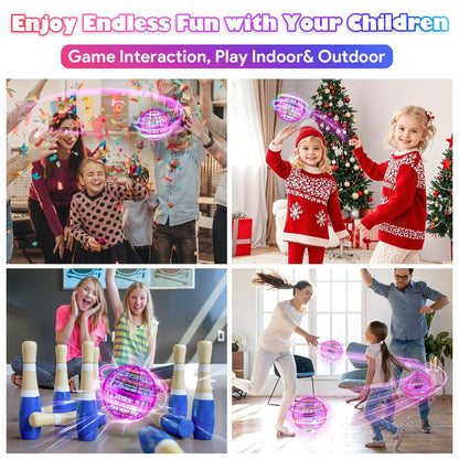 ANOEPUY Flying Ball, Orbi Ball with RGB Light, Kids Flying Ball, Fly Spinning Ball, Decompression Plane Gifts for Kids (Purple)