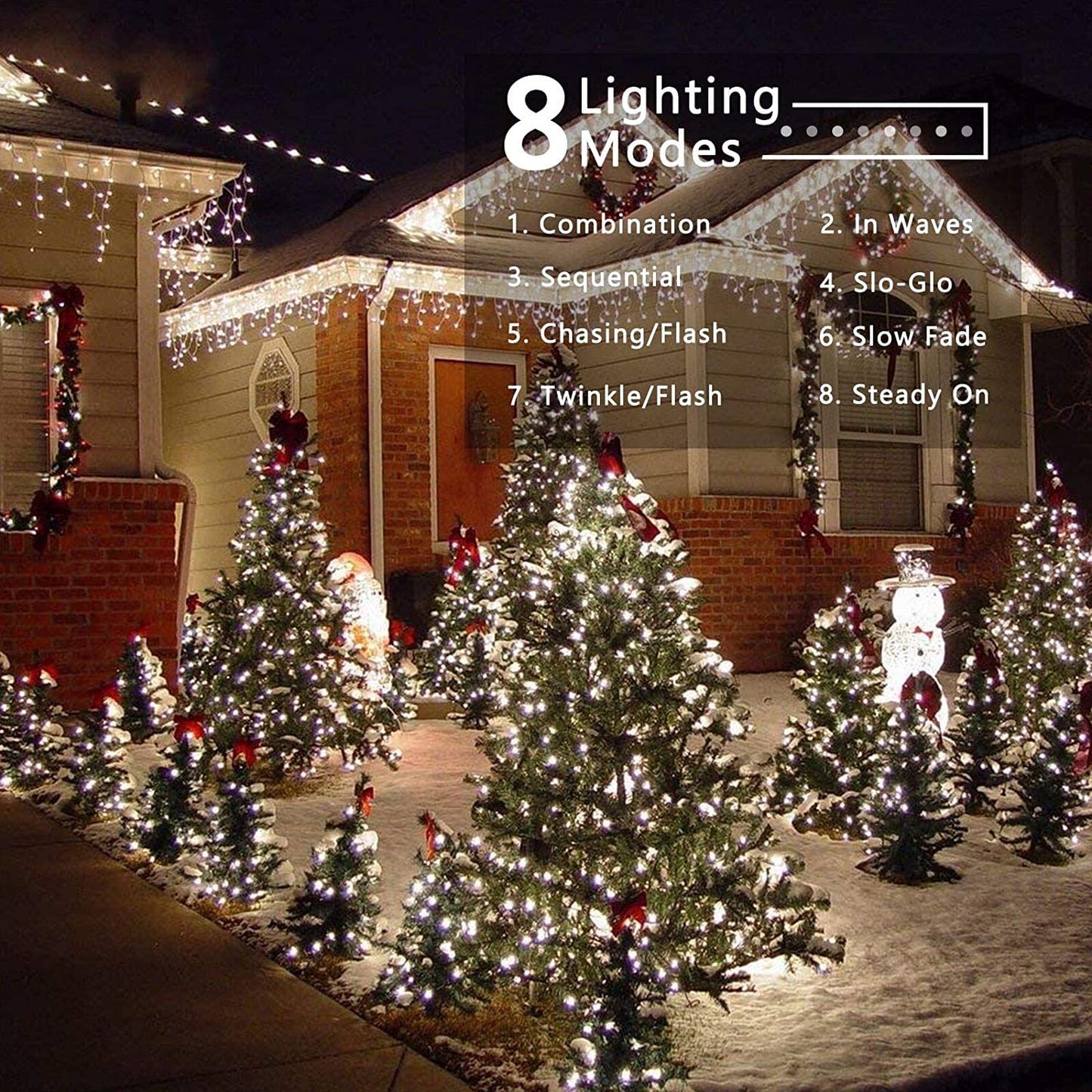 BrizLabs Christmas Decoration Lights Outdoor, 50M 500 LED Christmas Lights Indoor Powered by Plug-in 8 Modes Waterproof Outdoor String Lights for Party Christmas Bedroom Garden Balcony, Cool White