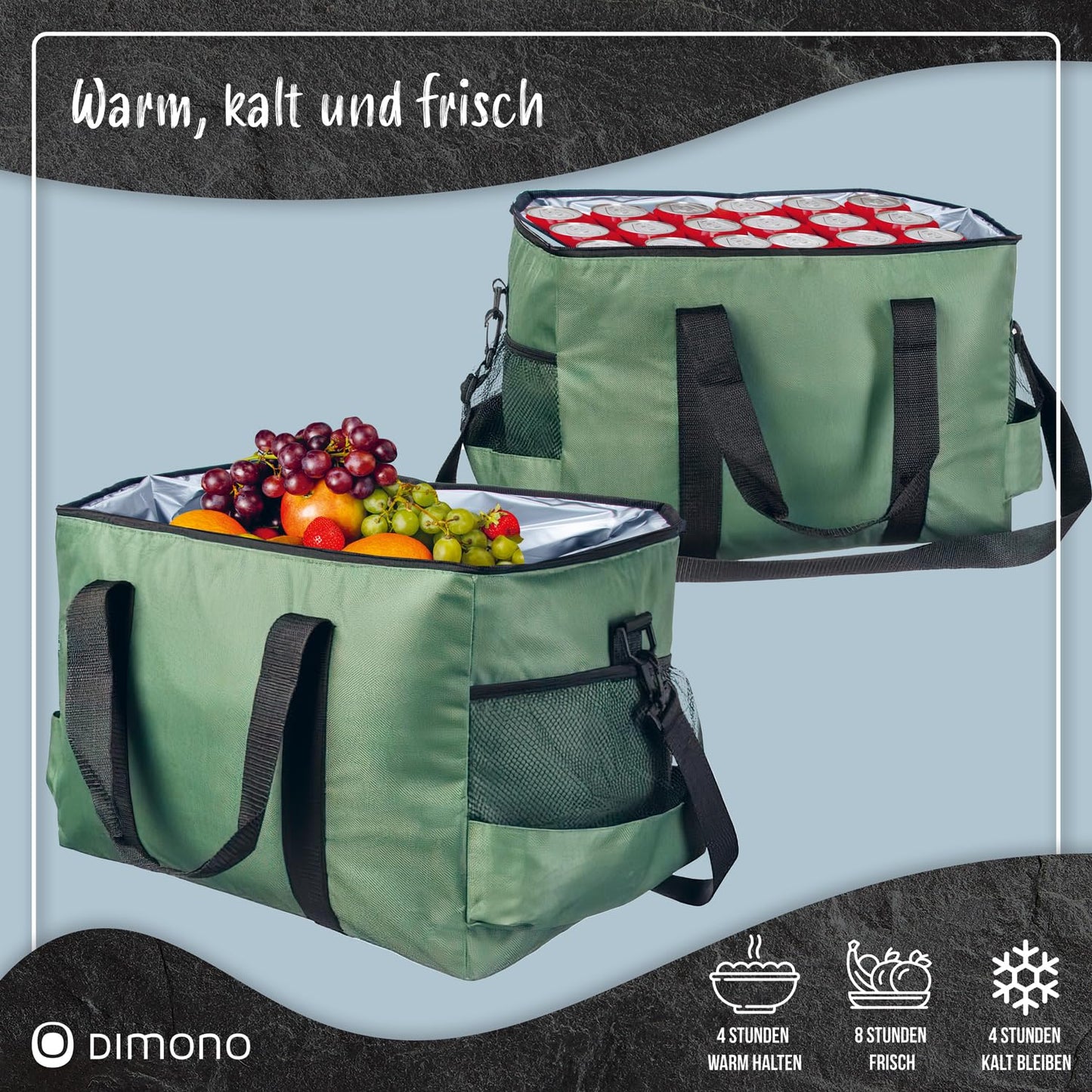Large 45-liter insulated cooler bag XXL ice bag picnic bag for camping, traveling, vacation (45 liters, green)