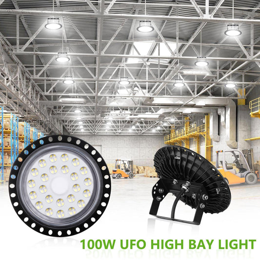 Hondony 10-Pack LED UFO Industrial Lamp, 100W LED Warehouse Light, 6500K Daylight LED High Bay Light, IP67 Waterproof UFO LED Workshop Lamp, LED Floodlight for Factory Warehouses, Stadiums, Workshops.