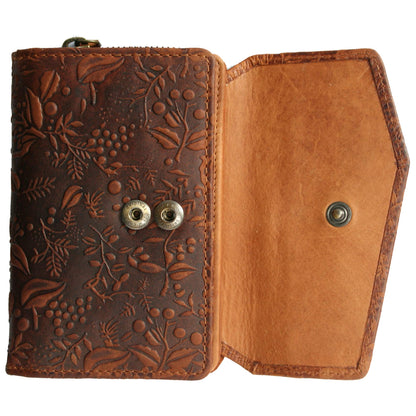 Leather women's wallet with RFID protection, Collection 2021, brown color.