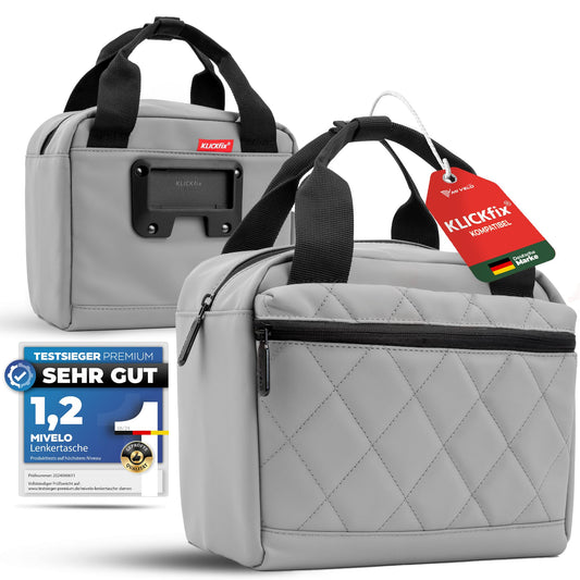 MIVELO Handlebar Bag for KLICKfix - Bike Handlebar Bag - water-repellent & spacious - Handlebar Bag - Handlebar Bag - E-Bike compatible (Grey)