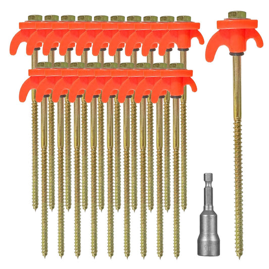 KEELYY 20x tent pegs, steel pegs with thread, screw pegs for camping, tent stakes stable for camping and outdoor, tent hooks for hard ground, forest, meadow, grass, sturdy & strong