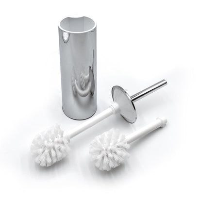 INDA - Bathroom accessories, My Love series, brush holder for wall or floor, replacement brush included, brass, chrome/white, 9 x 9 x 40 cm, SKU: AV014ACR